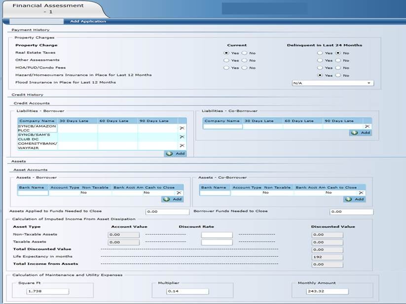 FHA Connection Financial Assessment for Link